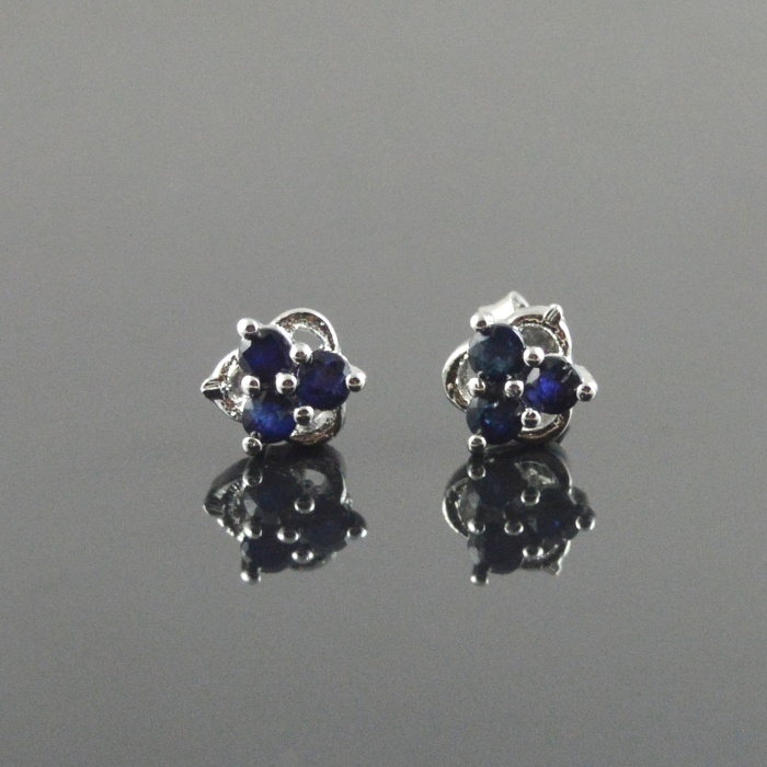 Natural Deffuse Sapphire 925 Sterling Silver Stud Earrings | Save 33% - Rajasthan Living 5