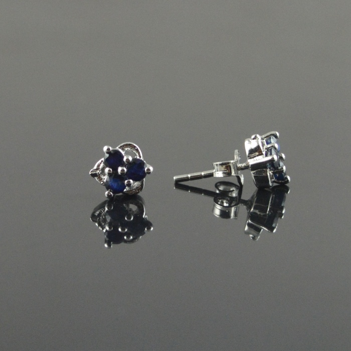 Natural Deffuse Sapphire 925 Sterling Silver Stud Earrings | Save 33% - Rajasthan Living 7