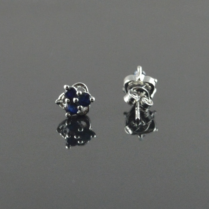 Natural Deffuse Sapphire 925 Sterling Silver Stud Earrings | Save 33% - Rajasthan Living 6