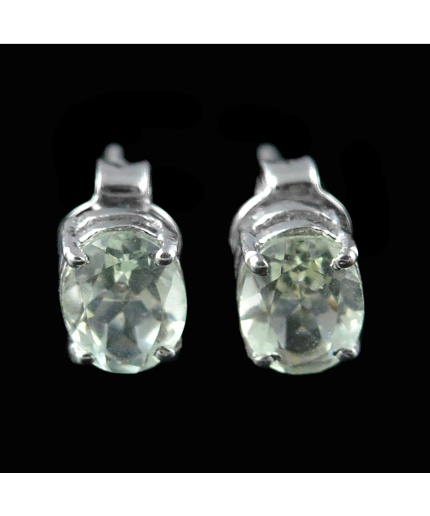 Natural Green Amethyst 925 Sterling Silver Stud Earrings | Save 33% - Rajasthan Living
