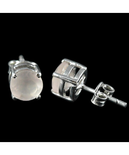Natural Rose Quartz 925 Sterling Silver Stud Earrings | Save 33% - Rajasthan Living 3