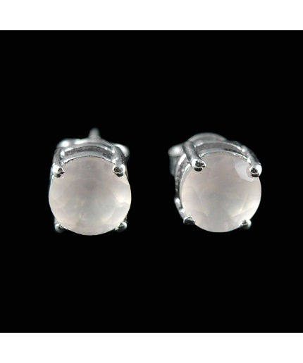 Natural Rose Quartz 925 Sterling Silver Stud Earrings | Save 33% - Rajasthan Living