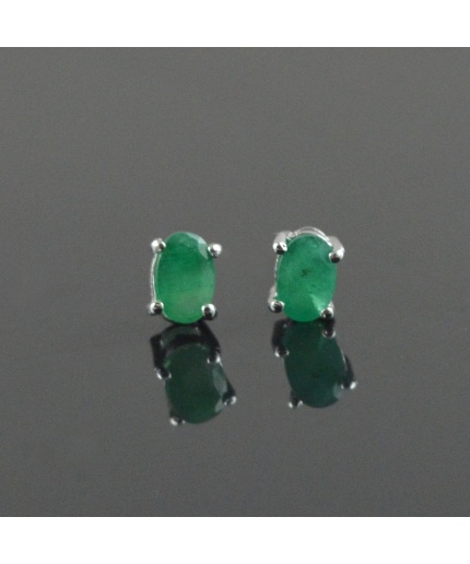 Natural Emerald 925 Sterling Silver Stud Earrings | Save 33% - Rajasthan Living 3