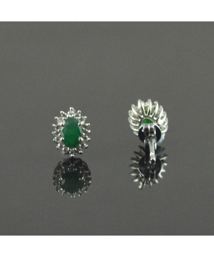 Natural Emerald, Zircon 925 Sterling Silver Stud Earrings | Save 33% - Rajasthan Living