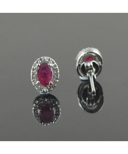 Natural Ruby/Zircon 925 Sterling Silver Stud Earrings | Save 33% - Rajasthan Living