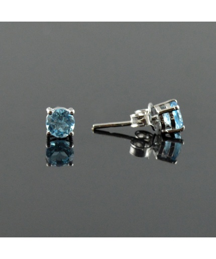 Natural Blue Topaz/Zircon 925 Sterling Silver Stud Earrings | Save 33% - Rajasthan Living 3