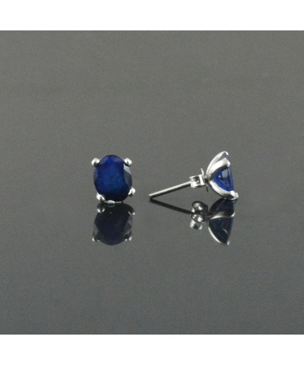 Natural Sapphire 925 Sterling Silver Stud Earrings | Save 33% - Rajasthan Living