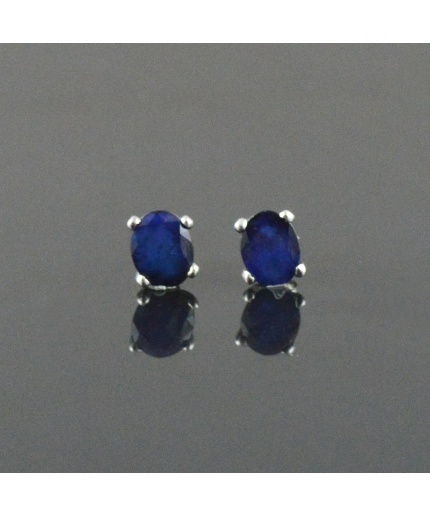 Natural Sapphire 925 Sterling Silver Stud Earrings | Save 33% - Rajasthan Living 3