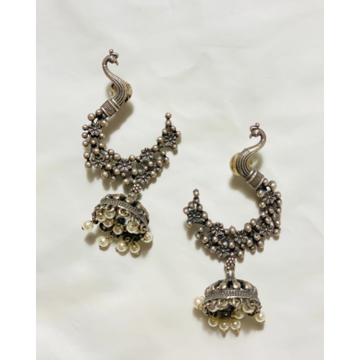 Peacock German Silver Oxidised Earring | Save 33% - Rajasthan Living 5