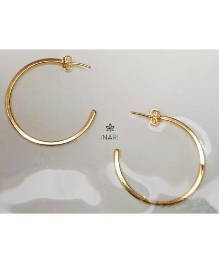 Semi Round Hoops Gold Plated Silver Earring | Save 33% - Rajasthan Living