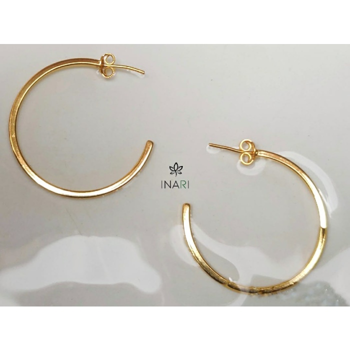 Semi Round Hoops Gold Plated Silver Earring | Save 33% - Rajasthan Living 5