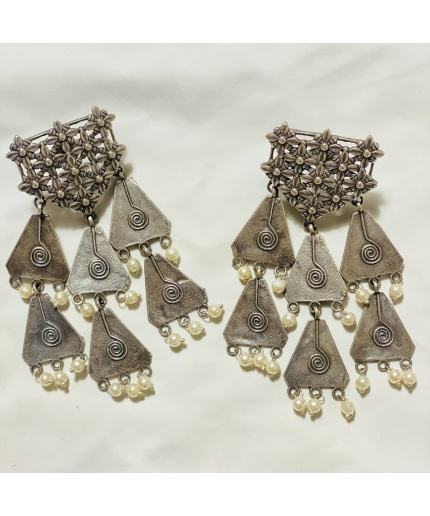 Triangular Oxidised Danglers German Silver Oxidised Earring | Save 33% - Rajasthan Living