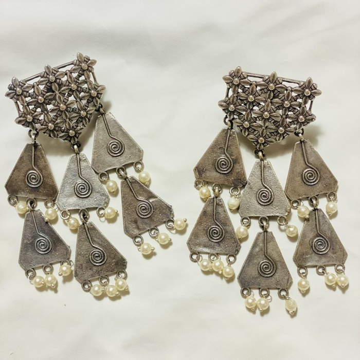 Triangular Oxidised Danglers German Silver Oxidised Earring | Save 33% - Rajasthan Living 5