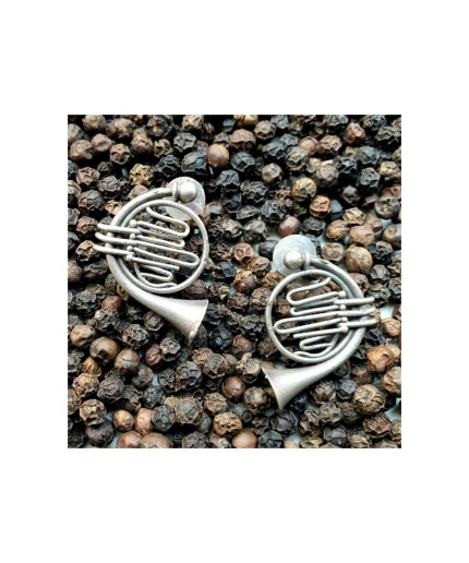 Trumpet Notes German Silver Oxidised Earring | Save 33% - Rajasthan Living