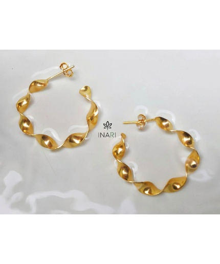 Twisted  Gold Plated Hoops Gold Plated Silver Earring | Save 33% - Rajasthan Living