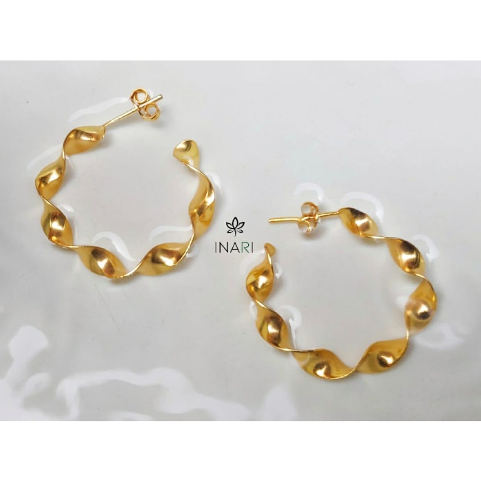 Twisted  Gold Plated Hoops Gold Plated Silver Earring | Save 33% - Rajasthan Living 5