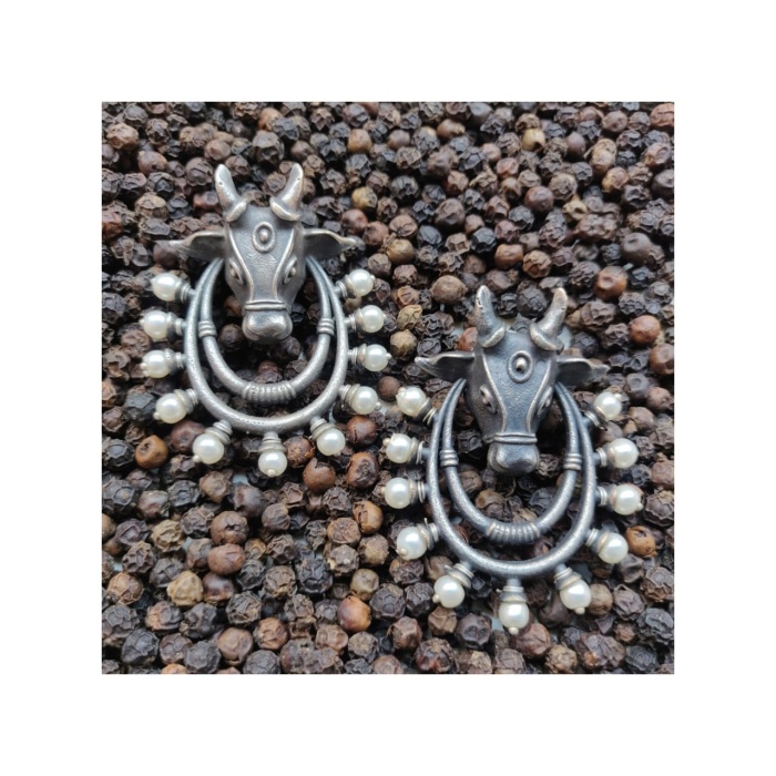 Victorian Ani Pearl German Silver Oxidised Earring | Save 33% - Rajasthan Living 5