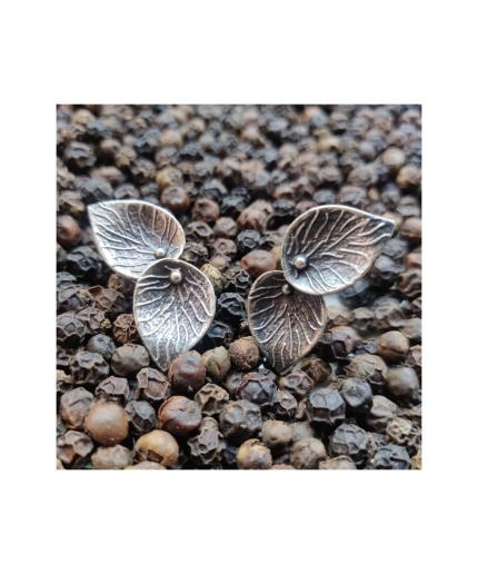 Victorian Leafy Stud German Silver Oxidised Earring | Save 33% - Rajasthan Living