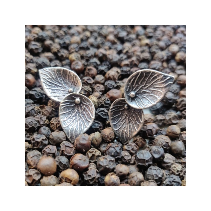 Victorian Leafy Stud German Silver Oxidised Earring | Save 33% - Rajasthan Living 5
