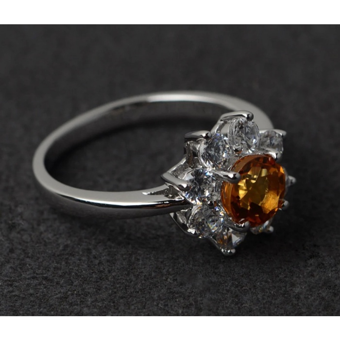 citrine ring silver engagement rings flower anniversary gift daisy ring | Save 33% - Rajasthan Living 6