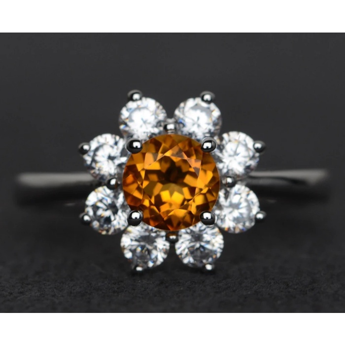citrine ring silver engagement rings flower anniversary gift daisy ring | Save 33% - Rajasthan Living 5