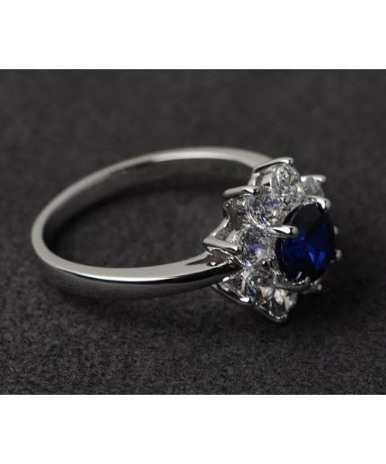 Sapphire Ring Blue Engagement Ring Halo Rings Silver Wedding Promise Ring | Save 33% - Rajasthan Living 3