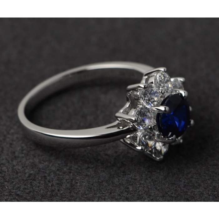 Sapphire Ring Blue Engagement Ring Halo Rings Silver Wedding Promise Ring | Save 33% - Rajasthan Living 6