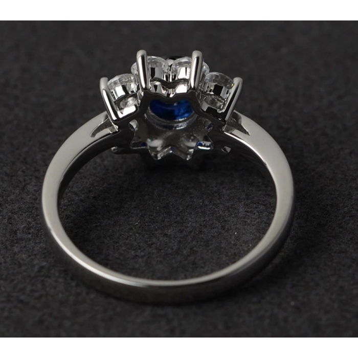Sapphire Ring Blue Engagement Ring Halo Rings Silver Wedding Promise Ring | Save 33% - Rajasthan Living 7