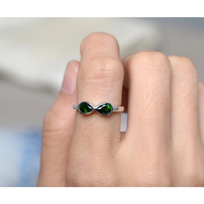 Simple Infinity Ringlab Emerald Ring May Birthstone Ring Pear Cut Green Gemstone Sterling Silver Ring | Save 33% - Rajasthan Living 7
