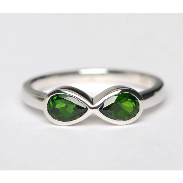 Simple Infinity Ringlab Emerald Ring May Birthstone Ring Pear Cut Green Gemstone Sterling Silver Ring | Save 33% - Rajasthan Living 5