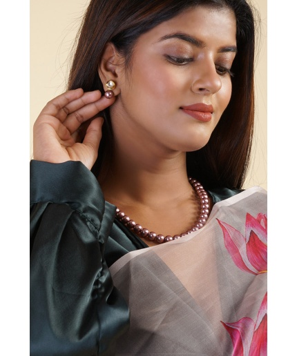 Plum Metallic Pearl Jewellery Set | Save 33% - Rajasthan Living