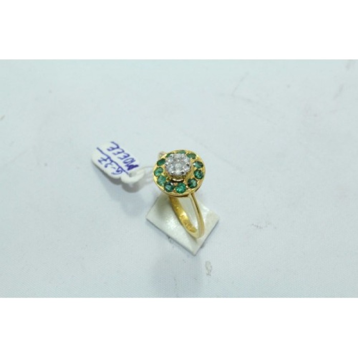 18Kt Yellow Gold Ring Natural Emerald Stones Diamond Pressure Setting | Save 33% - Rajasthan Living 6