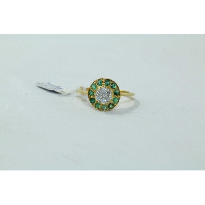 18Kt Yellow Gold Ring Natural Emerald Stones Diamond Pressure Setting | Save 33% - Rajasthan Living 9