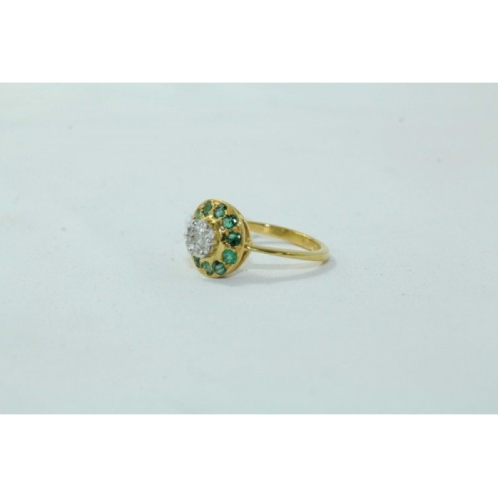 18Kt Yellow Gold Ring Natural Emerald Stones Diamond Pressure Setting | Save 33% - Rajasthan Living 10
