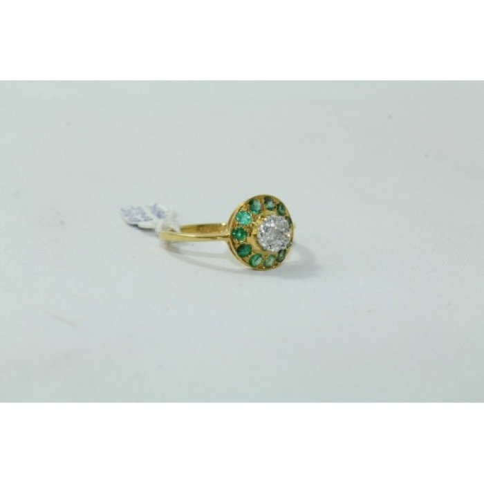 18Kt Yellow Gold Ring Natural Emerald Stones Diamond Pressure Setting | Save 33% - Rajasthan Living 7