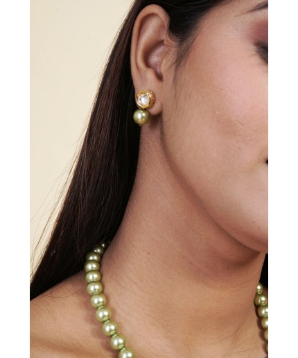 Olive Green Pearl Jewelry Set | Save 33% - Rajasthan Living 3