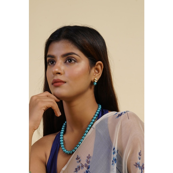Blue Metallic Pearl Jewellery Set | Save 33% - Rajasthan Living 5