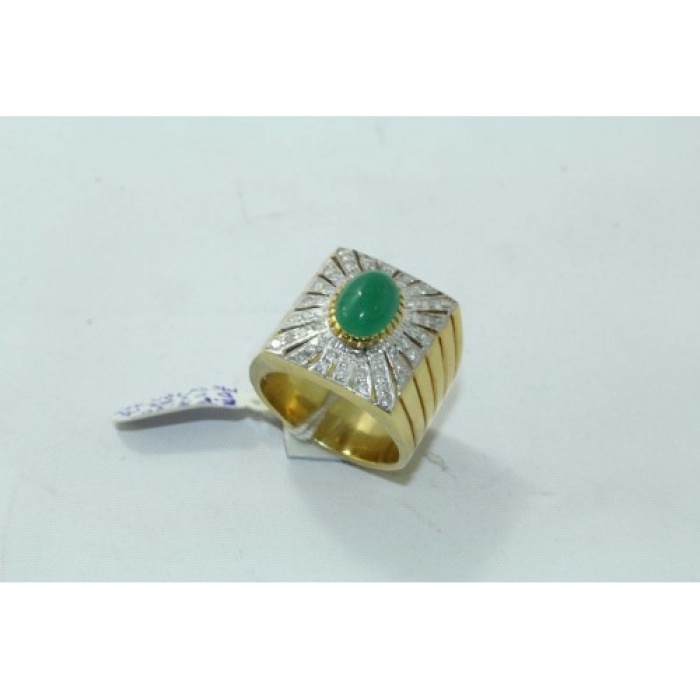 18 Kt Gold & 925 Silver Natural Emerald Cabochon And Diamonds | Save 33% - Rajasthan Living 7