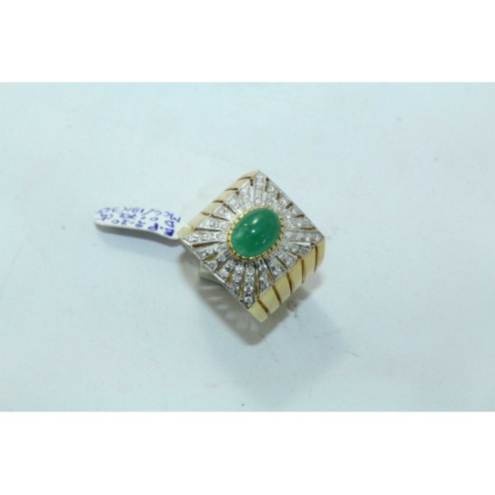 18 Kt Gold & 925 Silver Natural Emerald Cabochon And Diamonds | Save 33% - Rajasthan Living 5