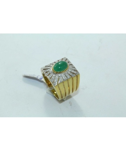 18 Kt Gold & 925 Silver Natural Emerald Cabochon And Diamonds | Save 33% - Rajasthan Living 3