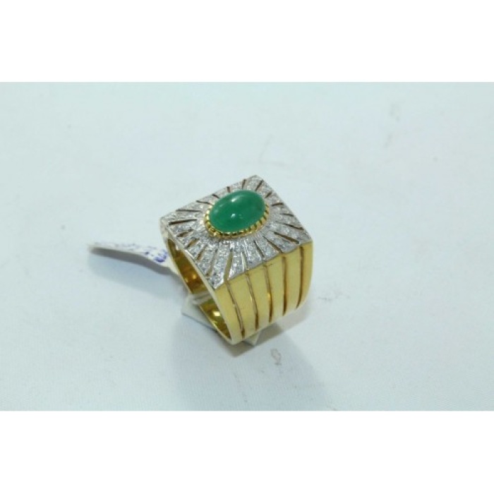 18 Kt Gold & 925 Silver Natural Emerald Cabochon And Diamonds | Save 33% - Rajasthan Living 6