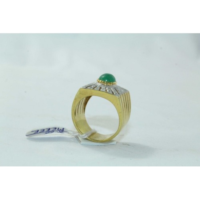 18 Kt Gold & 925 Silver Natural Emerald Cabochon And Diamonds | Save 33% - Rajasthan Living 9
