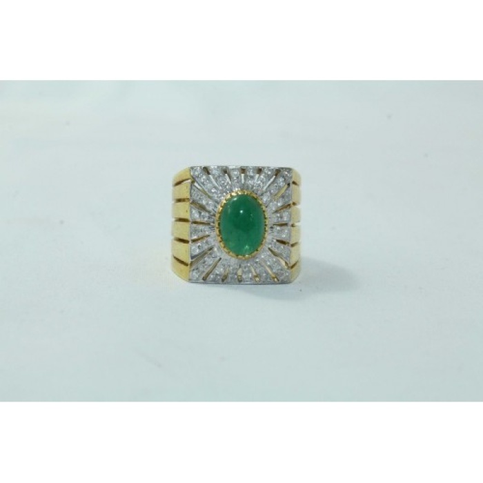 18 Kt Gold & 925 Silver Natural Emerald Cabochon And Diamonds | Save 33% - Rajasthan Living 10