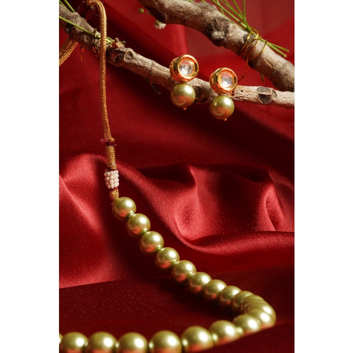 Olive Green Pearl Jewelry Set | Save 33% - Rajasthan Living 8