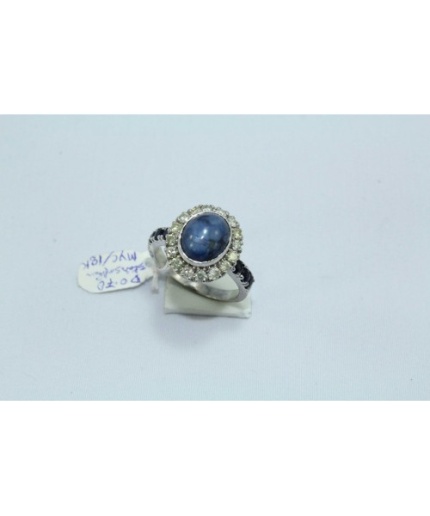 18 Kt White Gold Ringn, Real Star Blue Sapphire & Diamonds | Save 33% - Rajasthan Living