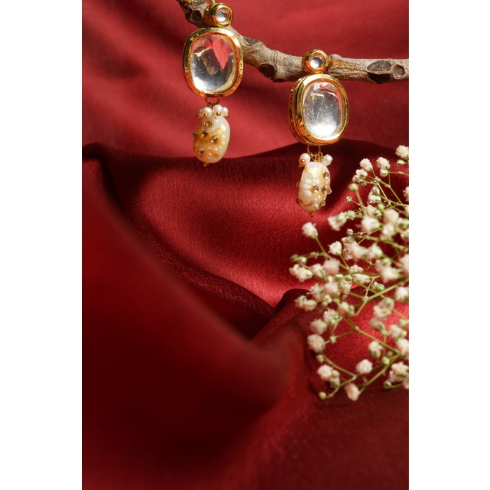 Polki & Kundan Studded Gold Plated White Jewellery Set | Save 33% - Rajasthan Living 10