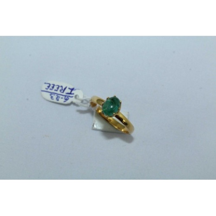 18 Kt Yellow Gold Ring Natural Cabochon Emerald Gemstone Women’s | Save 33% - Rajasthan Living 5