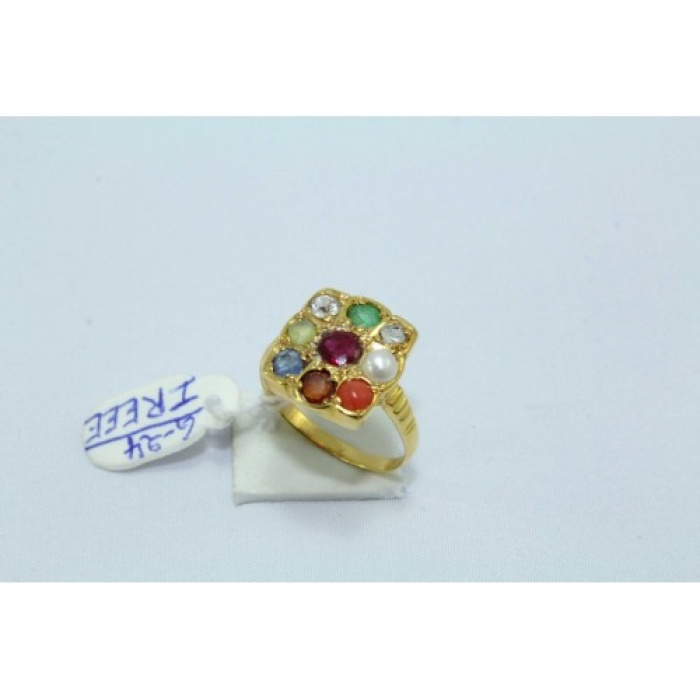 18 Kt Yellow Gold Ring, Navratana 9 Precious Gemstone | Save 33% - Rajasthan Living 5