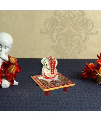 Marble chowki for Idols | Temple decoration handicraft showpiece | Peacock pattern tradional marble chowki | Save 33% - Rajasthan Living 7