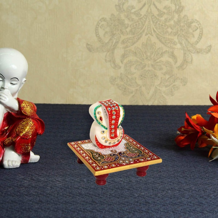 Marble chowki for Idols | Temple decoration handicraft showpiece | Peacock pattern tradional marble chowki | Save 33% - Rajasthan Living 6